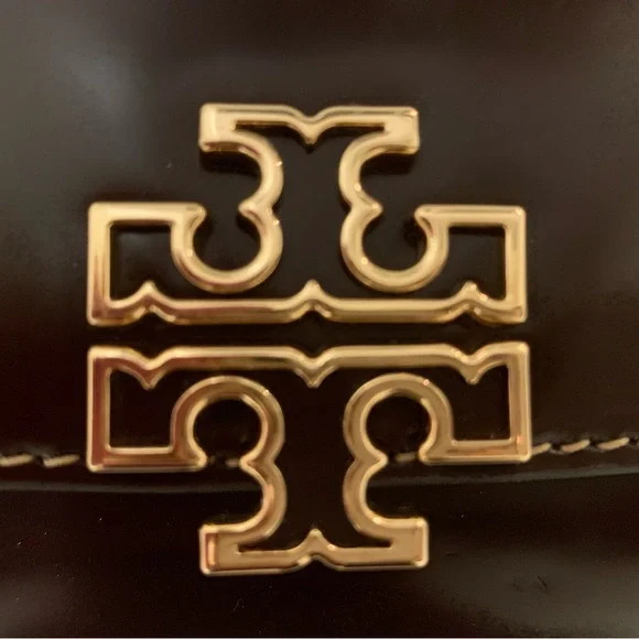 Tory Burch Dark Burgundy Leather Clutch Wallet with Gold Logo Emblem - NEW - Picture 5 of 5